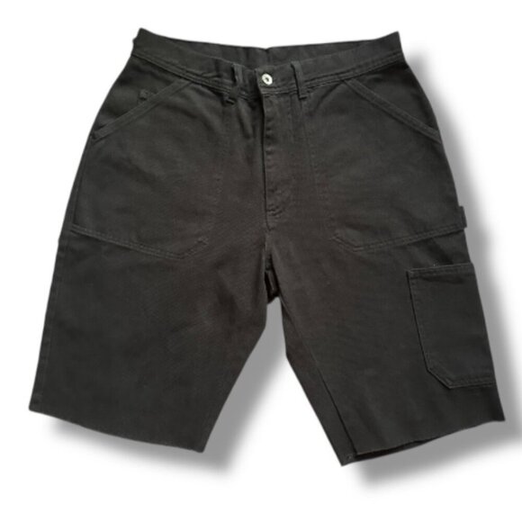 Albam Black Denim Garment Dyed Carpenter Shorts Raw Hem Men's Size 32 Summer - Picture 1 of 15